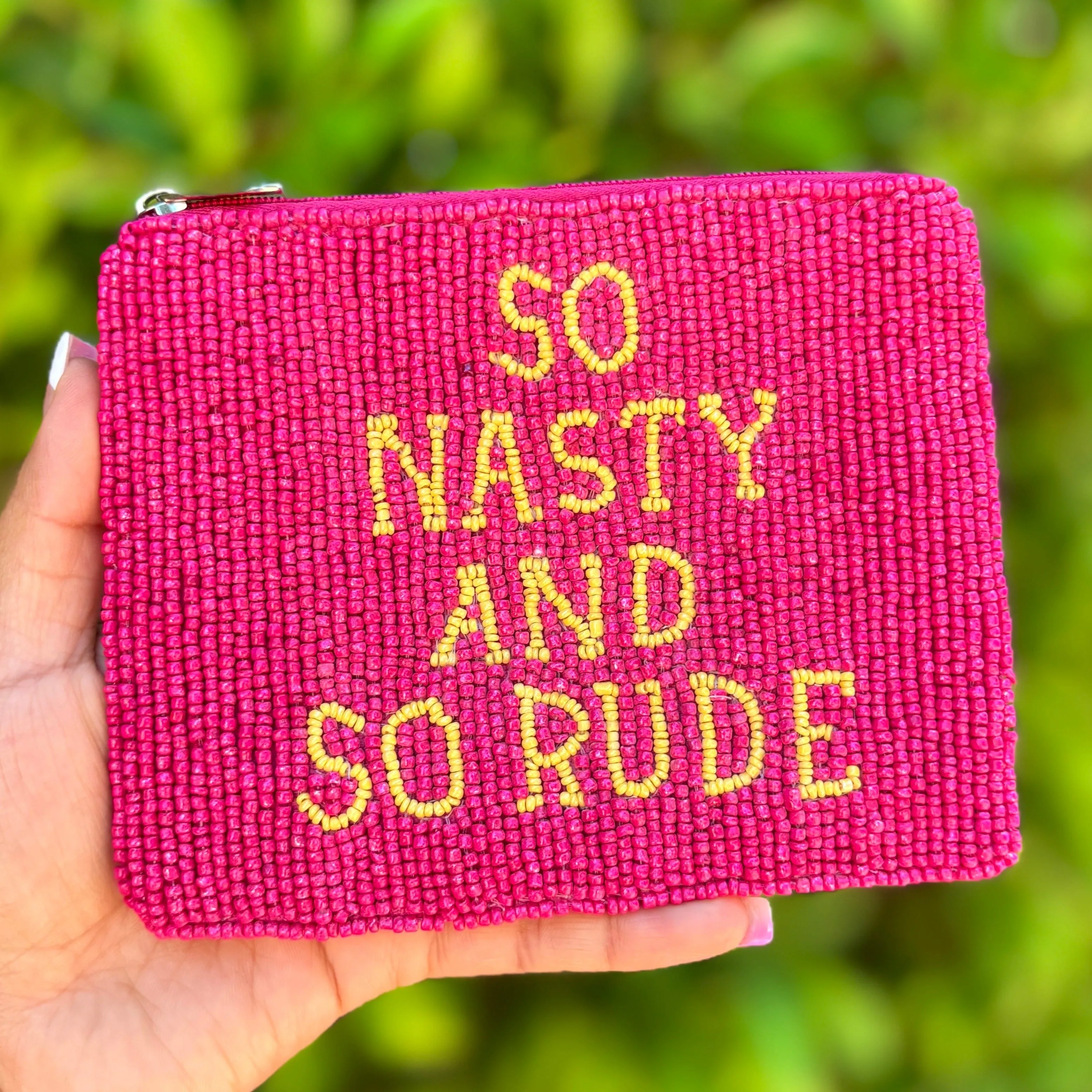 So Nasty and So Rude Beaded Pouch Purse