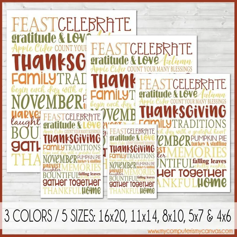 Thanksgiving {November} SUBWAY ART PRINTABLE