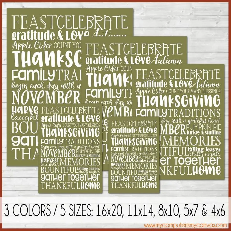 Thanksgiving {November} SUBWAY ART PRINTABLE