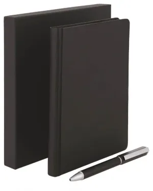 TOMAR - SANTHOME Set Of PU Thermo Notebook And Pen - Black