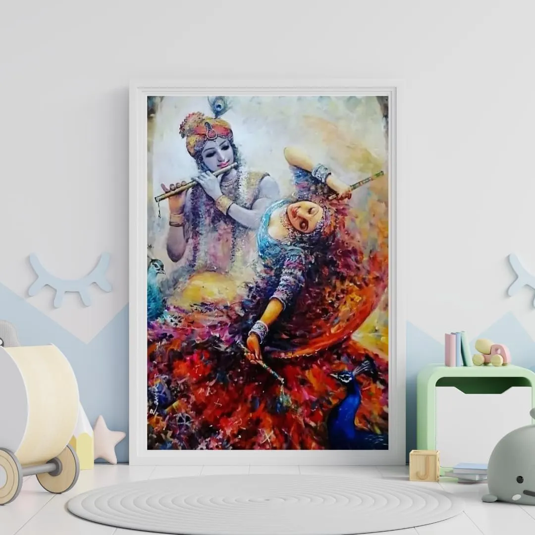 TULIP N TURTLE Radha Krishna Dandia DIY 5D Diamond Painting by Number Kits Square Dril Cross Stitch Pictures Arts Craft