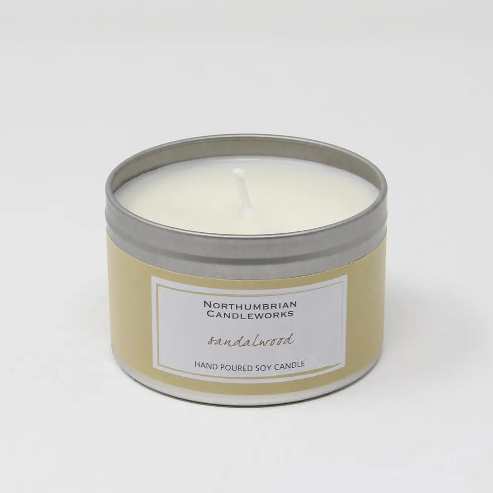 Vegan  Soy Wax Candle Tin Sandalwood