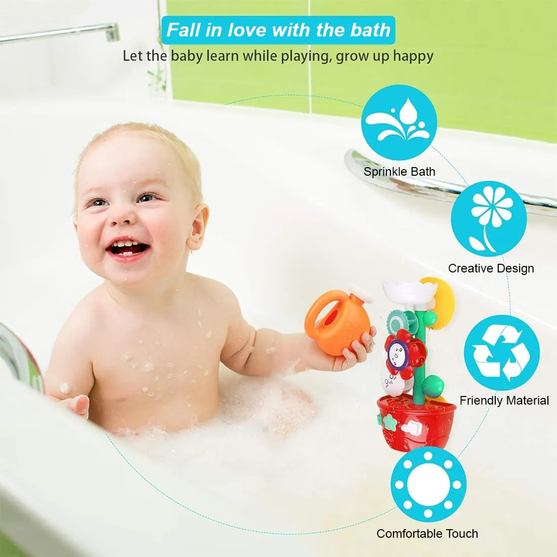 Wembley Bath Toys Water Toys for Kids Bath Tub Bathing Toys for Baby 0 - 3 Years Infant Toddlers with Mini Sprinkler and Cups Pool Toys