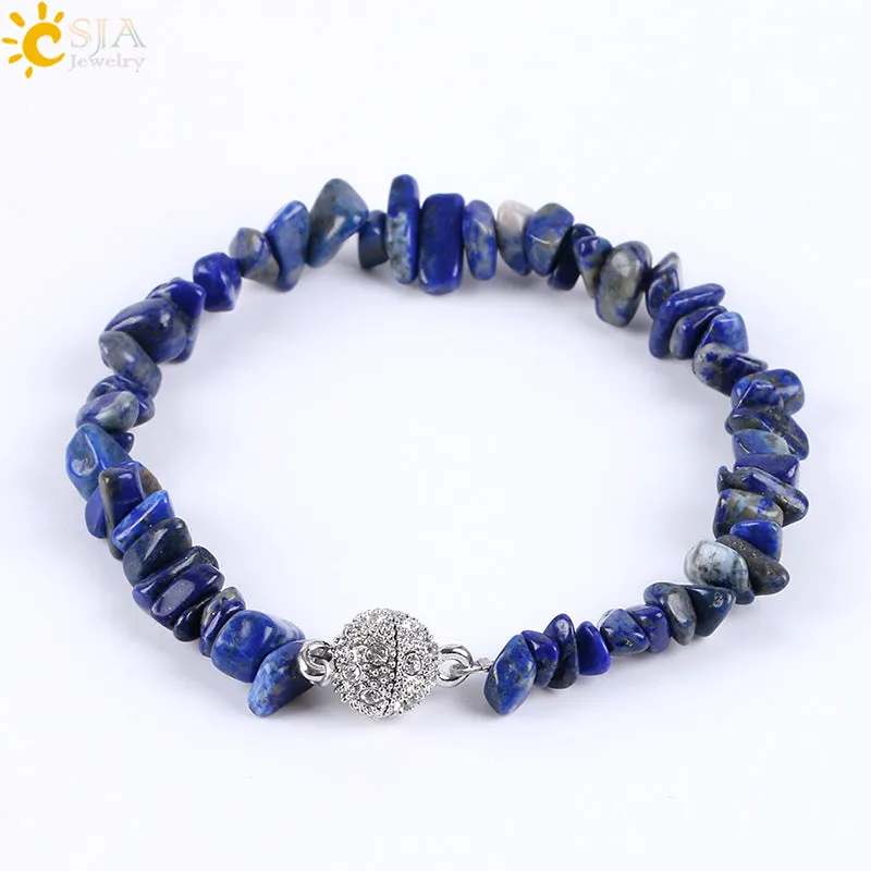 Women's Natural Gravel Bracelet Magnet Zircon Ball Buckle Irregular Energy Semi-precious Stone Bracelet