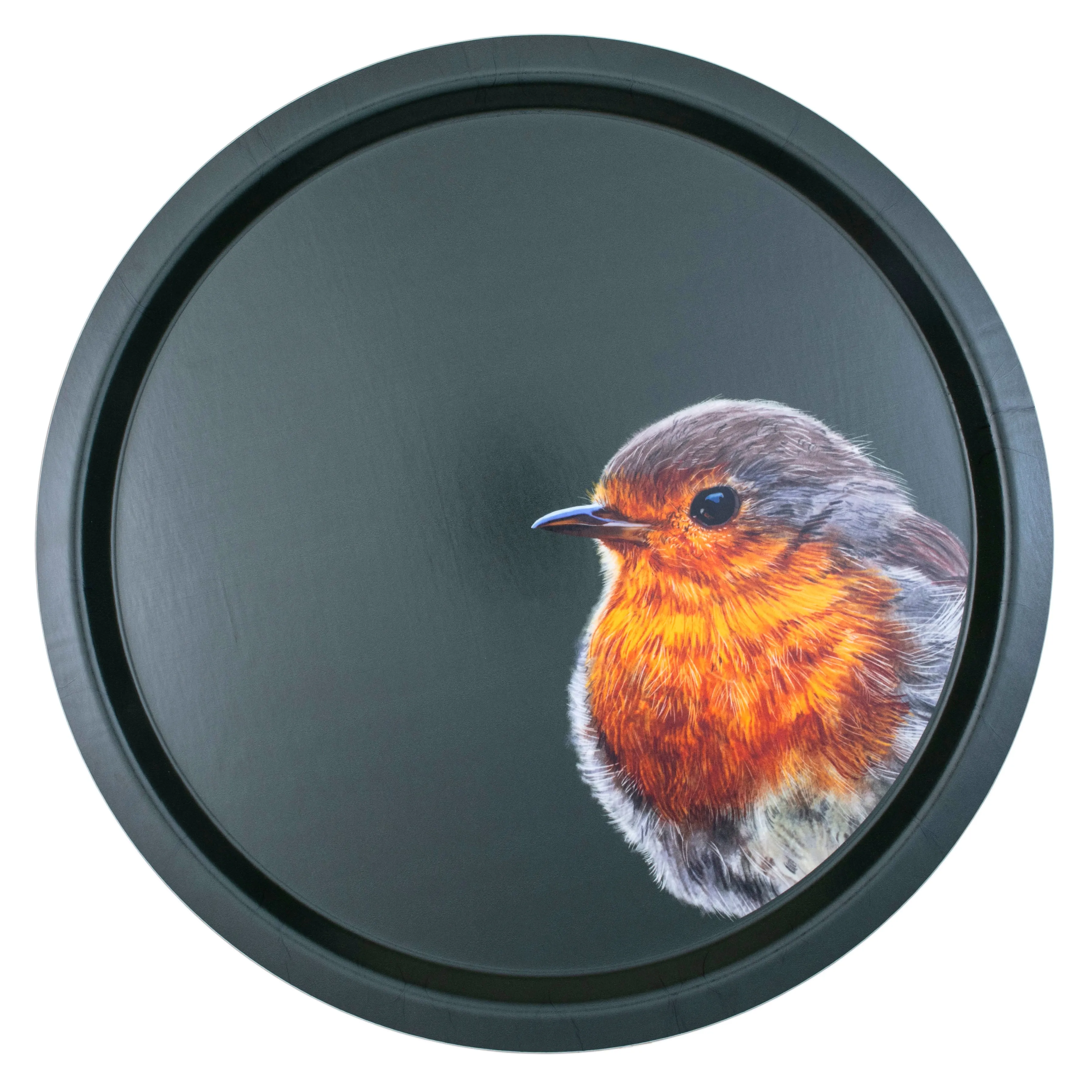 Woodland Wildlife Robin Round Birchwood Tray